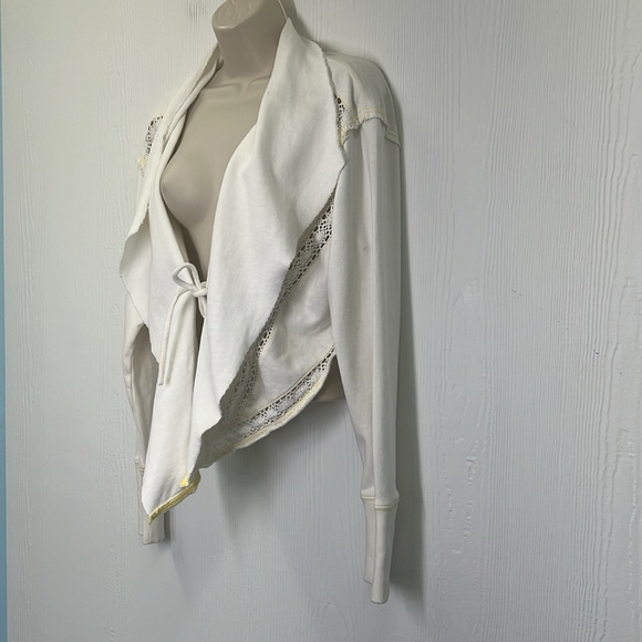 Free People - Lost Cause Cream And Yellow Crochet Design Cardigan Size Medium - Picture 8 of 15